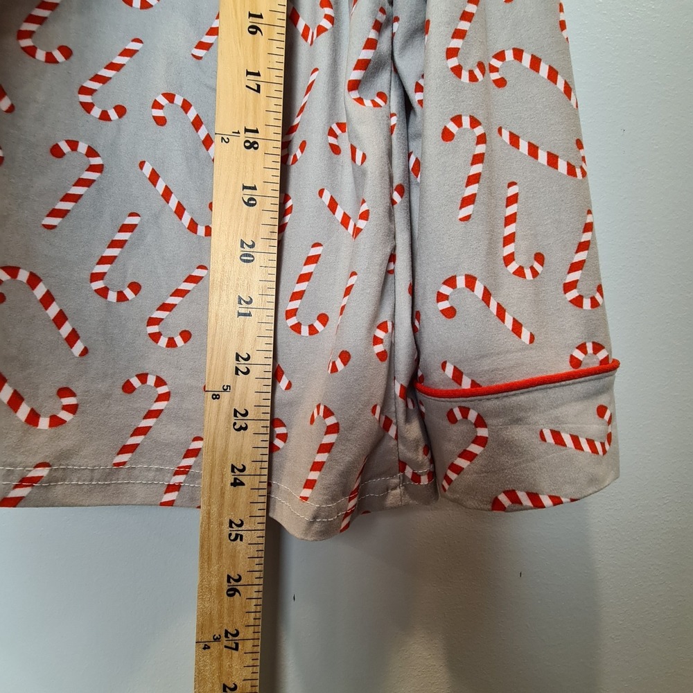 Not A Morning Person Candy Cane Pajama Size S Merry Christmas Tree Gray Soft Bow - Picture 3 of 14
